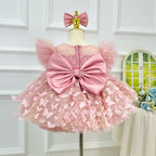 Pink Sequin Butterfly Tulle Princess Birthday Party Dress | KLFFLGID