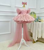 Pink Sequin Butterfly Tulle Princess Birthday Party Dress | KLFFLGID