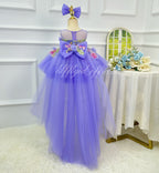Purple 3D Floral Tulle Princess Birthday Party Dress | KLFFLGID