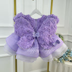 Toddler Girls 3D Rose Butterfly Wing Tulle Princess Birthday Party Dress | KLFFLGID