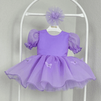 Puff Sleeve Butterfly Tulle Princess Birthday Party Dress | KLFFLGID