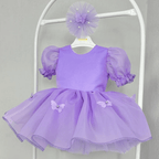 Puff Sleeve Butterfly Tulle Princess Birthday Party Dress | KLFFLGID