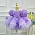 Toddler Girls 3D Rose Butterfly Wing Tulle Princess Birthday Party Dress | KLFFLGID