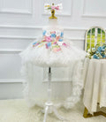 White Floral High Low Tulle Princess Birthday Party Dress | KLFFLGID