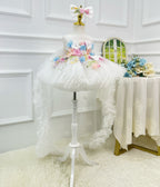 White Floral High Low Tulle Princess Birthday Party Dress | KLFFLGID