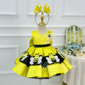 Toddler Girls Yellow Bee Daisy Satin Tutu Princess Birthday Party Dress | KLFFLGID